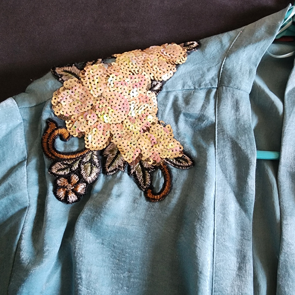 Signature8 Dressed In LALA Teal Jacket with Sequin Floral Detail
